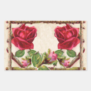 Vintage old rose rustic Victorian Antique Classic Sticker