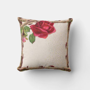 Vintage old rose rustic Victorian Antique Classic Throw Pillow
