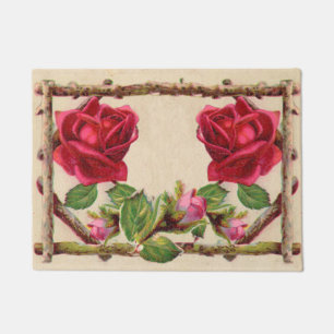 Vintage old rose rustic Victorian Antique Doormat