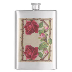 Vintage old rose rustic Victorian Antique Hip Flask