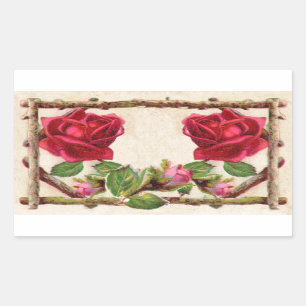 Vintage old rose rustic Victorian Antique Sticker