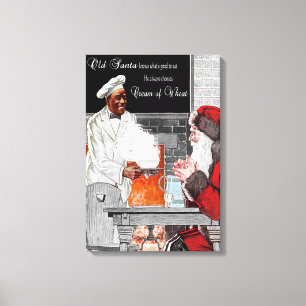 VINTAGE "OLD SANTA" CREAM OF WHEAT AD CANVAS
