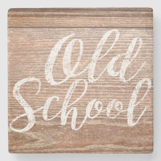 Vintage Old School Desk Top Stone Coaster (Front)
