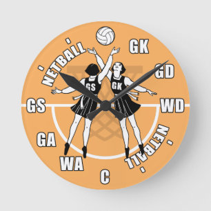 Vintage Old School Netball Players Round Clock