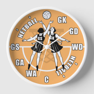 Vintage Old School Netball Players Wall Clock