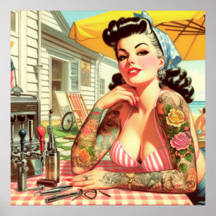 Vintage Old School Pin-up Poster
