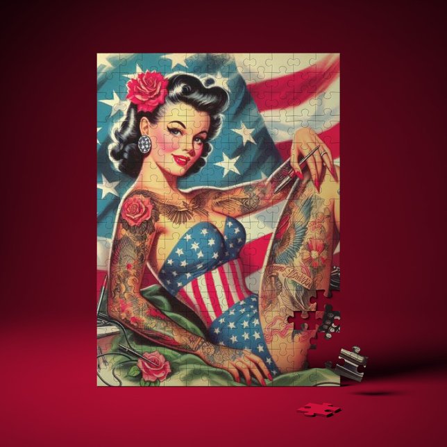 Vintage Old School Tattoo Pin Up Jigsaw Puzzle (Creator Uploaded)