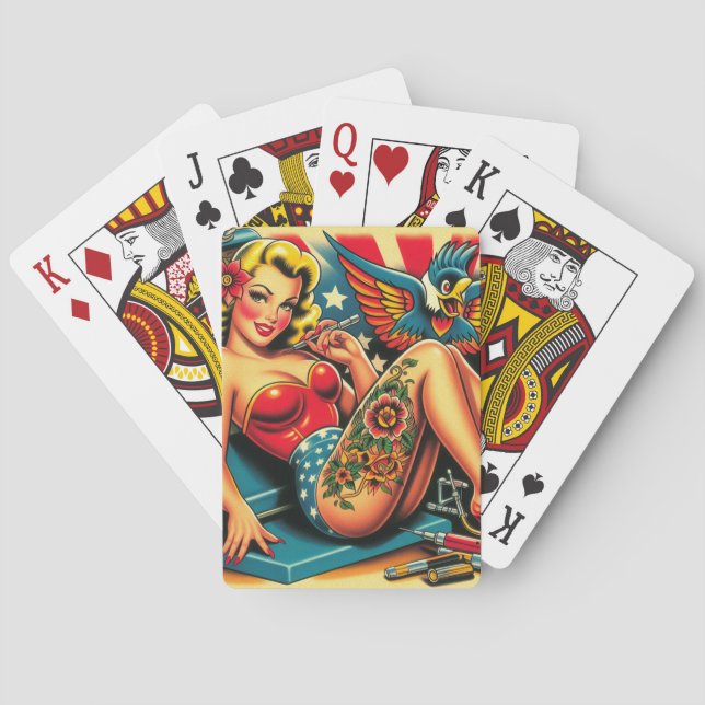 Vintage Old School Tatttoo Pin Up Playing Cards (Back)