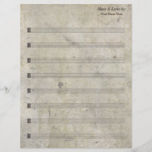 Vintage Old Stained Blank Sheet Music 8 Stave Alto