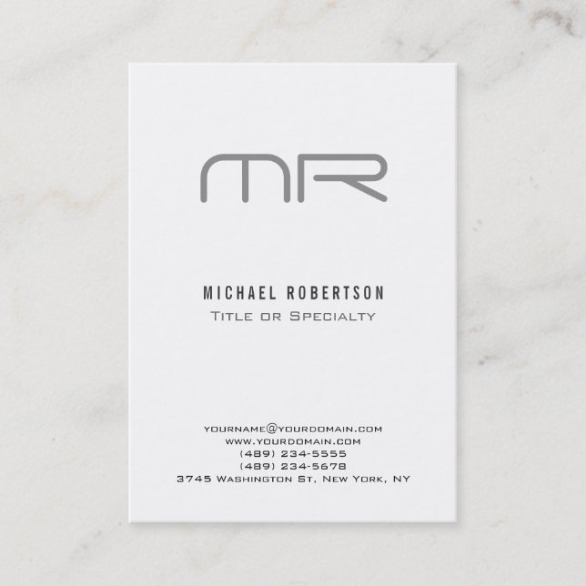 Vintage Old Style Monogram Clean Business Card (Front)
