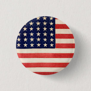 Vintage Old Thirty-Six Star American Flag 1 Inch Round Button
