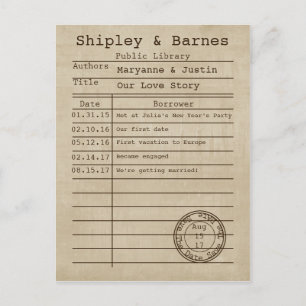 Vintage Old Time Library Card Save The Date