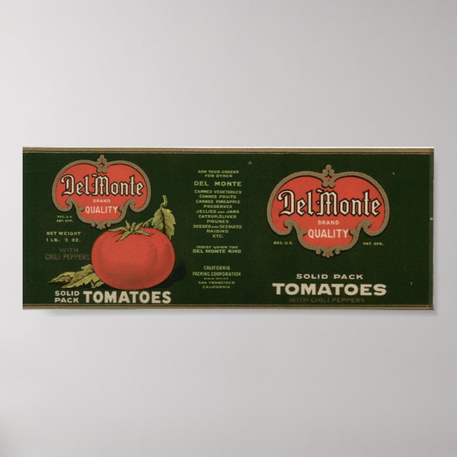 Vintage Old Tomatoes Fruit Crate Labels Poster (Front)