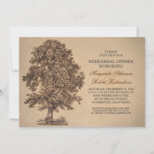 vintage old tree rustic rehearsal dinner invites