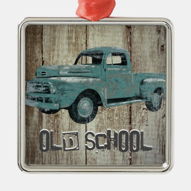 Vintage Old Truck Rustic Old School Ornament (Front)
