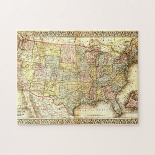 Vintage Old United States USA General Map Jigsaw Puzzle