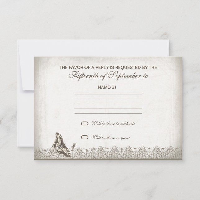 vintage old wedding rsvp (Front)