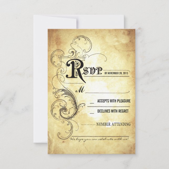 Vintage old wedding RSVP cards (Front)