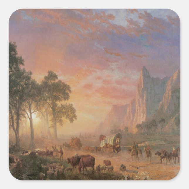 Vintage Old West Cowboys Wagon Train Stickers (Front)