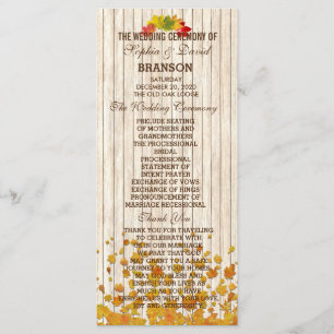 Vintage Old Wood Fall Wedding Program Custom