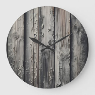 Vintage Old Wood Gray Texture Large Clock
