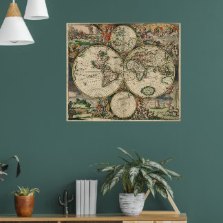 Vintage old world Antique Map Poster