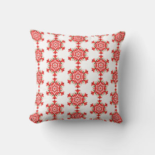 Vintage Old World Country Red and Green Pattern Throw Pillow