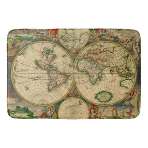 Vintage old world Map Bath Mat