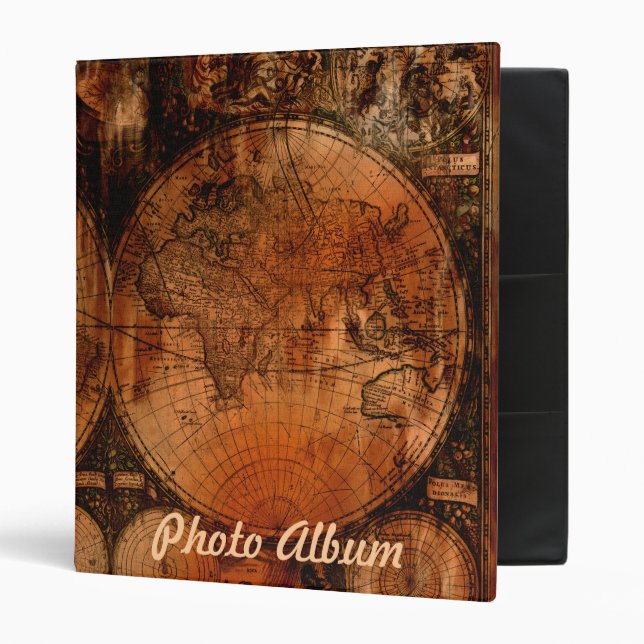 Vintage Old World Map Binder Design (Front/Inside)