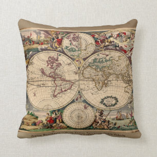Vintage Old World Map Decor Cushion