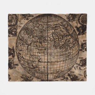 Vintage Old World Map Fleece Blanket
