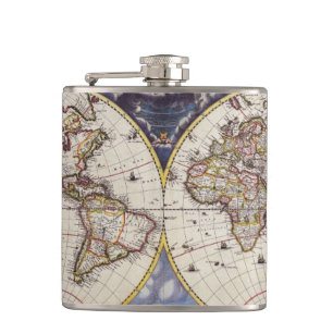 Vintage Old World Map History-buff Hip Flask
