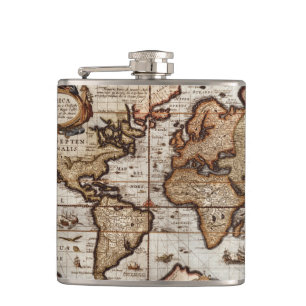 Vintage Old World Map History-buff Hip Flask