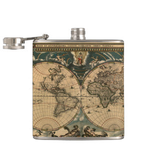 Vintage Old World Map History-lover Design Hip Flask