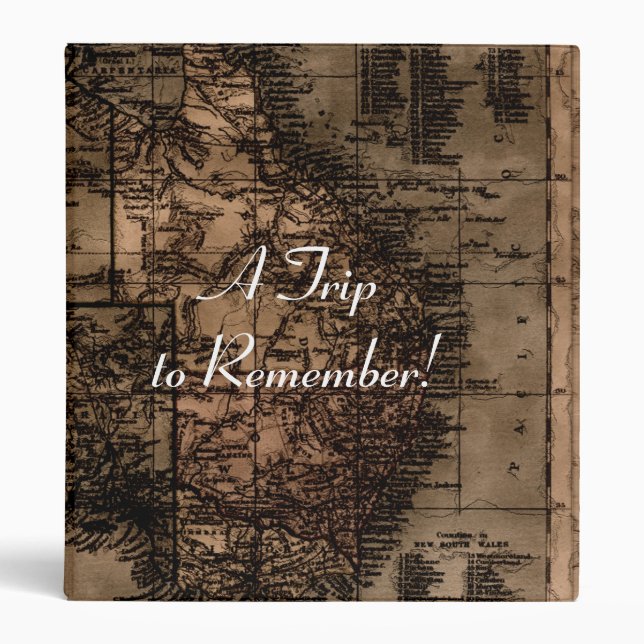Vintage Old World Map of Australia Binder (Front)