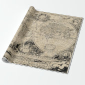 Vintage Old World Map Wrapping Paper (Unrolled)