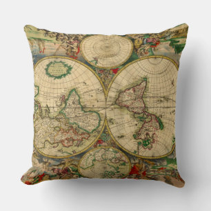Vintage old world Maps Antique maps Throw Pillow