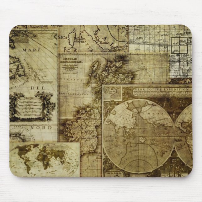 Vintage old world Maps Mouse Pad (Front)