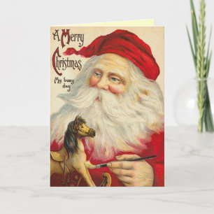 Vintage Old World Santa Christmas Card
