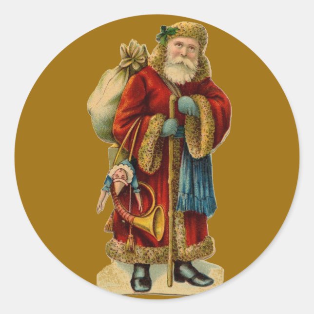Vintage Old World Santa Claus Christmas Stickers (Front)
