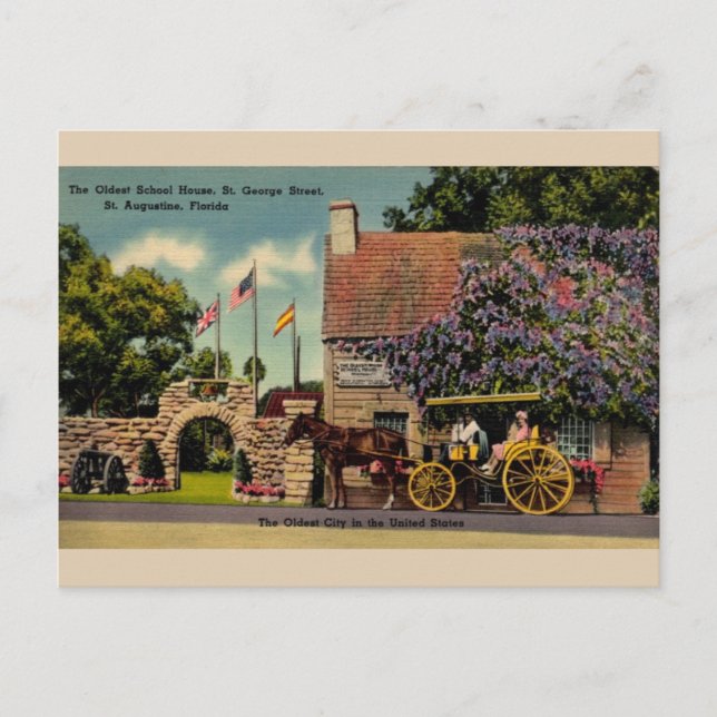 Vintage Oldest School House St. Augustine Postcard (Front)