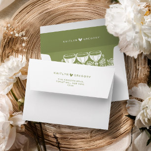 Vintage Olive Green Antique Wedding Envelope