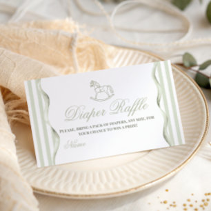 Vintage Olive Rocking Horse Baby Shower Diaper Enclosure Card