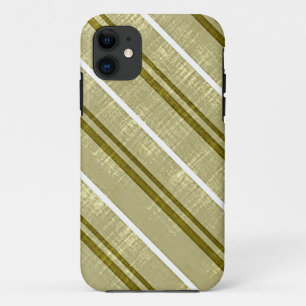 Vintage Olive, White Stripes Pattern iPhone 11 Case