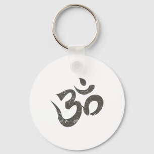 Vintage Om Meditation Spiritual Indian Yoga Symbol Keychain
