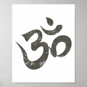 Vintage Om Meditation Spiritual Indian Yoga Symbol Poster
