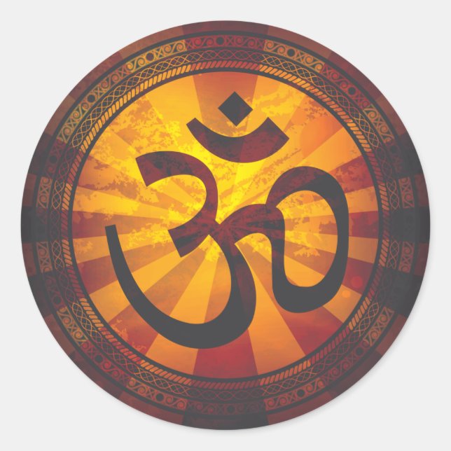 Vintage Om Symbol Print Classic Round Sticker (Front)