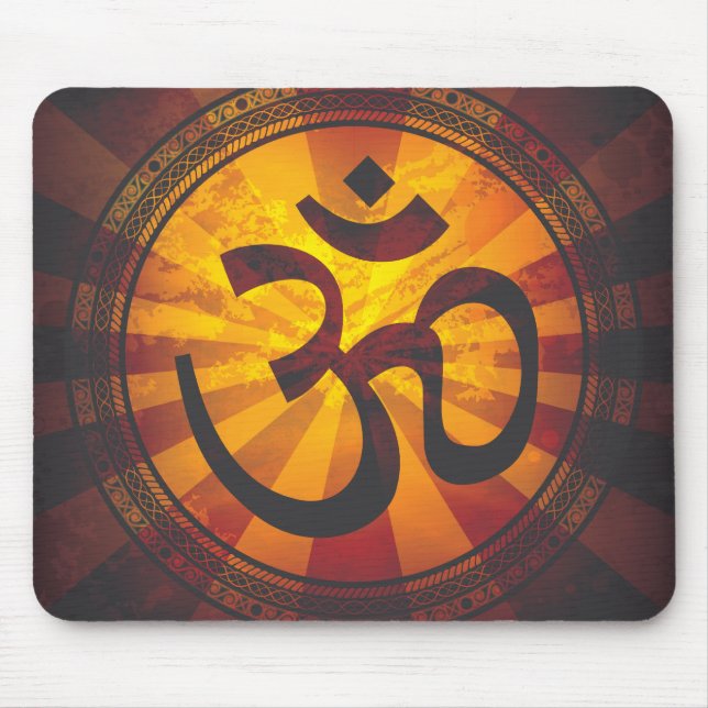 Vintage Om Symbol Print Mouse Pad (Front)