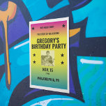 Vintage Ombre Concert Poster with Photo Custom<br><div class="desc">This poster is ready to be customized with your text and your own photo. Celebrate your favourite musician with a poster in the style of a vintage concert poster. Black bold text is set against a magenta, yellow and cyan blue ombre coloured background. Create custom decor for a rock and...</div>