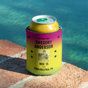 Vintage Ombre Concert Poster with Photo Custom Can Cooler
